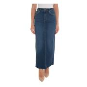 Hoge Taille Jeans Rok met Achtersplit Liu Jo , Blue , Dames