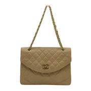 Pre-owned Leather chanel-bags Chanel Vintage , Beige , Dames