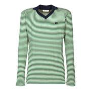 Groen Gestreept Poloshirt Wales Bonner , Green , Heren