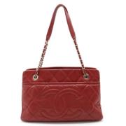 Pre-owned Leather totes Chanel Vintage , Red , Dames