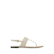 Elegante Ivoor Leren Teenslippers Tory Burch , White , Dames