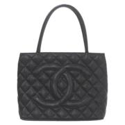 Pre-owned Leather totes Chanel Vintage , Black , Dames