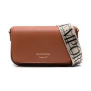 Bruin Leren Schoudertas Emporio Armani , Brown , Dames