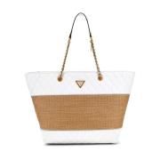 Rafia Shopper Tas Guess , White , Dames