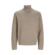 Stitch Knit Half Zip Sweater Jack & Jones , Brown , Heren