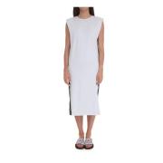 Mouwloze Katoenen Jurk met Zijsplitten Emporio Armani EA7 , White , Da...