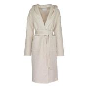 Wollen Hood Wrap Jas Zakken Vicario Cinque , Beige , Dames