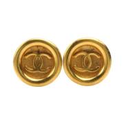 Pre-owned Metal earrings Chanel Vintage , Yellow , Dames