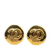 Pre-owned Metal earrings Chanel Vintage , Yellow , Dames