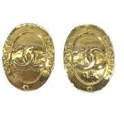 Pre-owned Metal earrings Chanel Vintage , Yellow , Dames