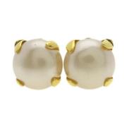 Pre-owned Metal earrings Chanel Vintage , Yellow , Dames