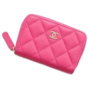 Pre-owned Leather wallets Chanel Vintage , Pink , Dames