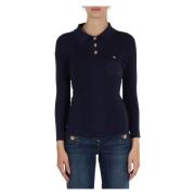 Gebreide zijde blend polo shirt Elisabetta Franchi , Blue , Dames