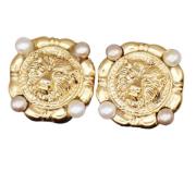 Pre-owned Metal earrings Chanel Vintage , Yellow , Dames