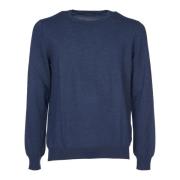 Blauwe Wol Crewneck Sweater Aw24 Tagliatore , Blue , Heren