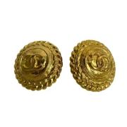 Pre-owned Metal earrings Chanel Vintage , Yellow , Dames