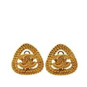 Pre-owned Metal earrings Chanel Vintage , Yellow , Dames