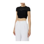 Stijlvolle Cropped Top voor Vrouwen Elisabetta Franchi , Black , Dames