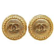 Pre-owned Metal earrings Chanel Vintage , Yellow , Dames