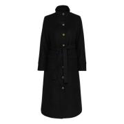 Elegante Crtova Coat Jas in Pitch Black Cream , Black , Dames