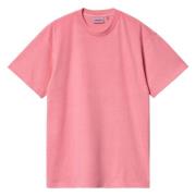 Geborduurd Logo Korte Mouw T-shirt Carhartt Wip , Pink , Heren