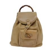 Pre-owned Leather backpacks Gucci Vintage , Beige , Dames