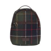 Klassieke Tartan Rugzak met Leren Applicatie Barbour , Green , Dames