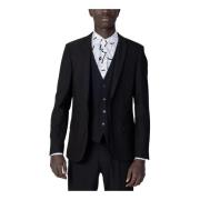 Zwarte V-hals Blazer Knoopsluiting Antony Morato , Black , Heren