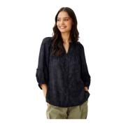 Blouse met Abstracte Print en Pofmouwen IN Front , Black , Dames