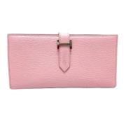 Pre-owned Leather wallets Hermès Vintage , Pink , Dames