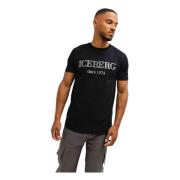 5D Logo T-Shirt Heren Zwart Iceberg , Black , Heren