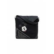 Zwarte Bedrukte Handtas/Rugzak met Rits Desigual , Black , Dames