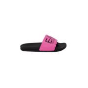 Roze Bedrukte Pantoffels 2cm Hak Emporio Armani EA7 , Pink , Dames