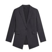 Peak Lapel Blazer Onder Heup Lengte Theory , Gray , Dames