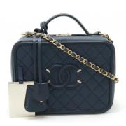 Pre-owned Leather chanel-bags Chanel Vintage , Blue , Dames