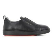 Leren Laceless Sneakers Santoni , Black , Heren