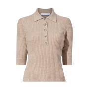 Micro Cable Gebreide Polo Proenza Schouler , Beige , Dames