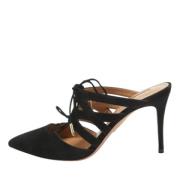 Pre-owned Suede mules Aquazzura Pre-owned , Black , Dames