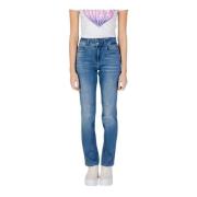 Blauwe Rits Knoop Jeans Guess , Blue , Dames