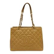 Pre-owned Leather totes Chanel Vintage , Beige , Dames