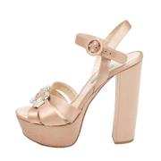 Pre-owned Satin sandals Prada Vintage , Beige , Dames