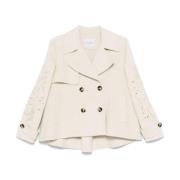 Beige Wollen Jas Pailletdetail Ermanno Scervino , Beige , Dames