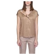 Gedrukte Beige Blouse Korte Mouw Alviero Martini 1a Classe , Beige , D...