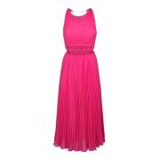 Fuchsia Pliss Midi Jurk Michael Kors , Pink , Dames