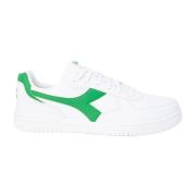 Groene Leren Sneakers Rubberen Zool Diadora , White , Heren