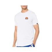 Heren Katoenen T-shirt Stijlvol Logo Ellesse , White , Heren