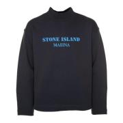 Logo Print Sweatshirt met Ronde Hals Stone Island , Blue , Heren