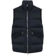 Gewatteerd Navy Vest Hoge Kraag Rits Stone Island , Blue , Heren