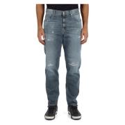 Relax Tapered Fit Jeans met Vijf Zakken Replay , Blue , Heren