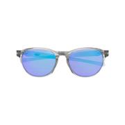 Paarse Spiegelende Vierkante Zonnebril met Logo Oakley , Gray , Unisex